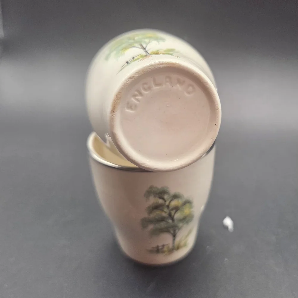 Egg Cups Low Profile Willow Tree Design Vintage